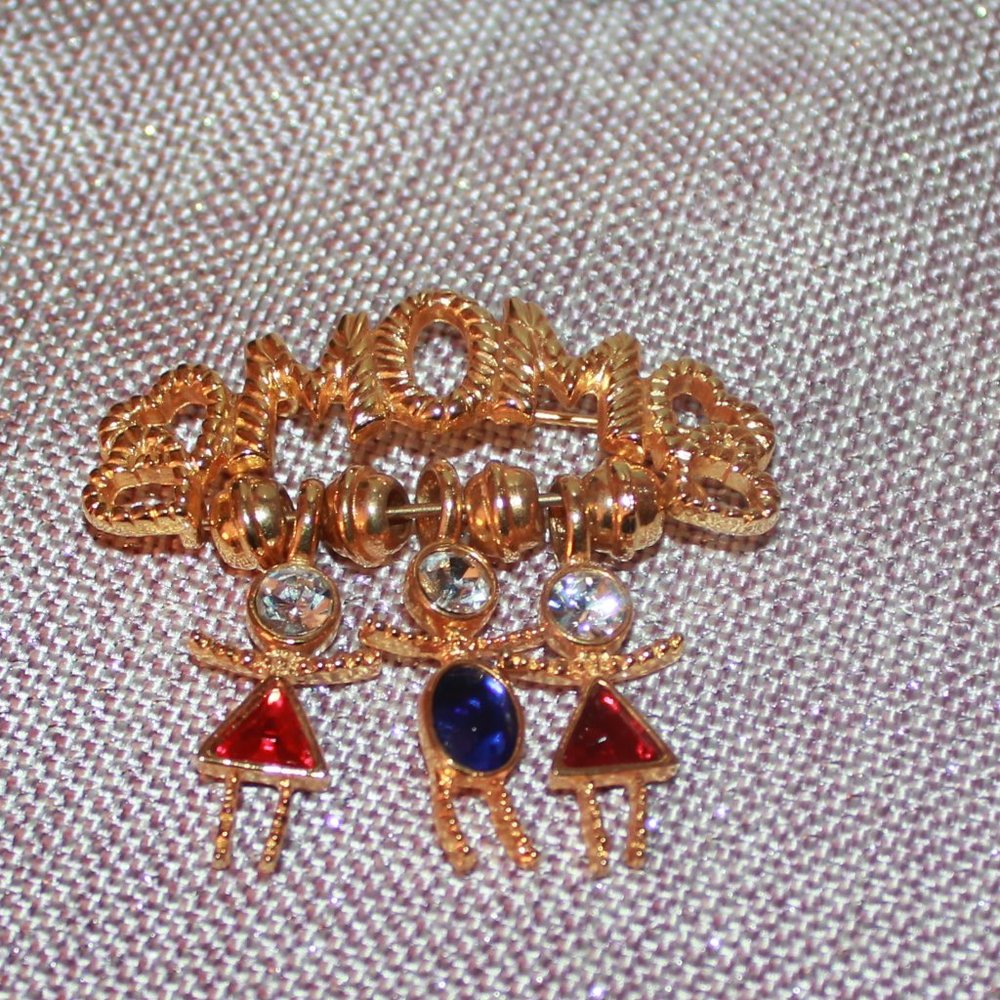 Mom Rhinestone Charm Brooch Pin - Picture 2 of 2